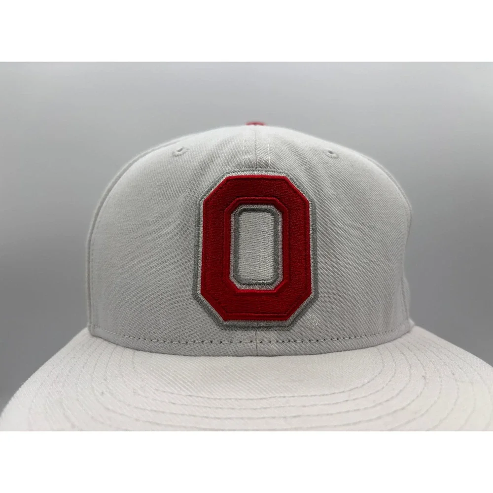 Nike True Ohio State Buckeyes Block O White/Scarlet Snapback Hat Flat Bill Hat